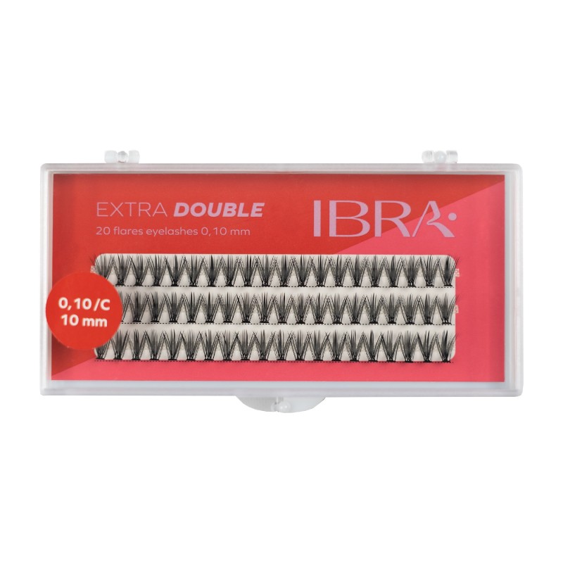 IBRA Kępki rzęs EXTRA DOUBLE skręt C-0.10 - 10mm  1op.