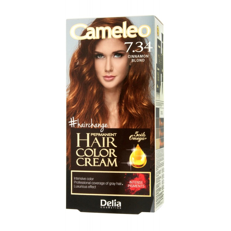 DELIA COSMETICS CAMELEO OMEGA Farba permanentna 7.34 Cinnamon Blond