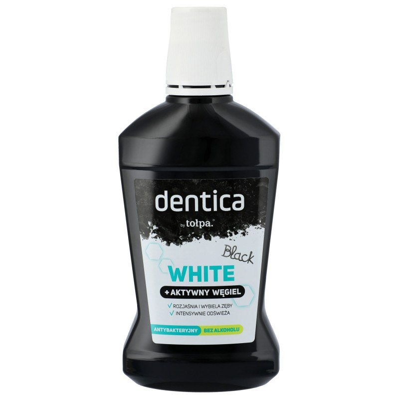 TOŁPA Dentica Black White Płyn do płukania jamy ustnej z aktywnym węglem wybielający 500 ml