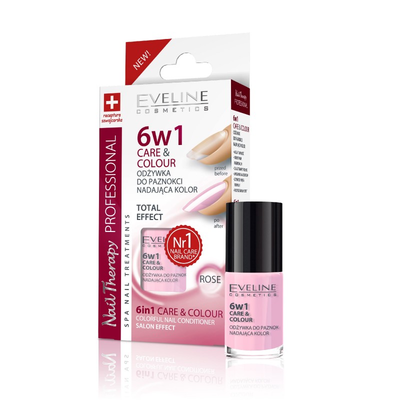 EVELINE Nail Therapy Professional Skoncentrowana odżywka do paznokci nadająca kolor - Rose 5 ml