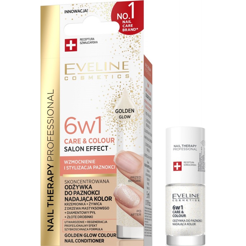 EVELINE Nail Therapy Professional Skoncentrowana odżywka do paznokci nadająca kolor - Golden Glow 5 ml