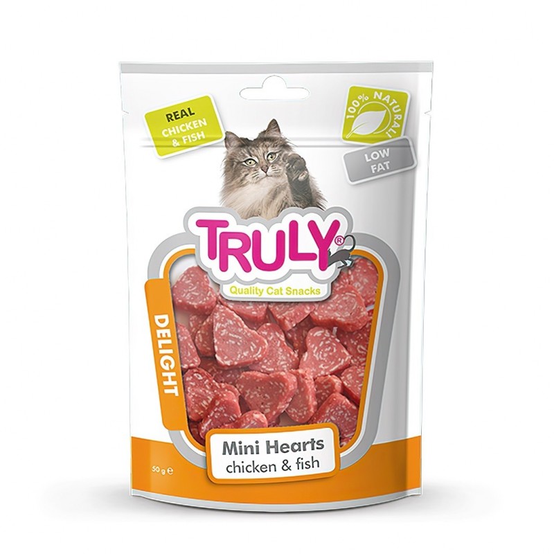 TRULY Cat Snacks Przekąski dla kota Delight mini serduszka - mintaj i kurczak 50 g