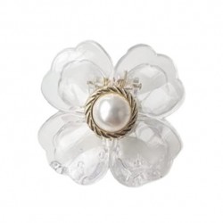 ECARLA Spinka do włosów klamra XL - kwiat transparentny złoty perła 6,5 x 6,5 cm SP271