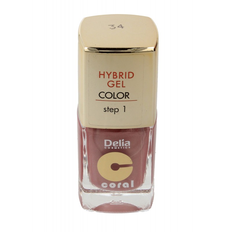 Delia Cosmetics Coral Hybrid Gel Emalia do paznokci nr 34 cielisty perłowy 11ml