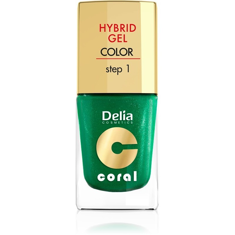 Delia Cosmetics Coral Hybrid Gel Emalia do paznokci nr 10 metaliczna zieleń 11ml