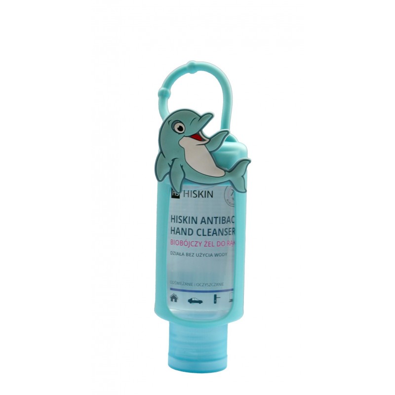 HISKIN Antibac Hand Cleanser+ Biobójczy Żel do rąk o zapachu owoców leśnych - delfin (butelka 75ml+etui)