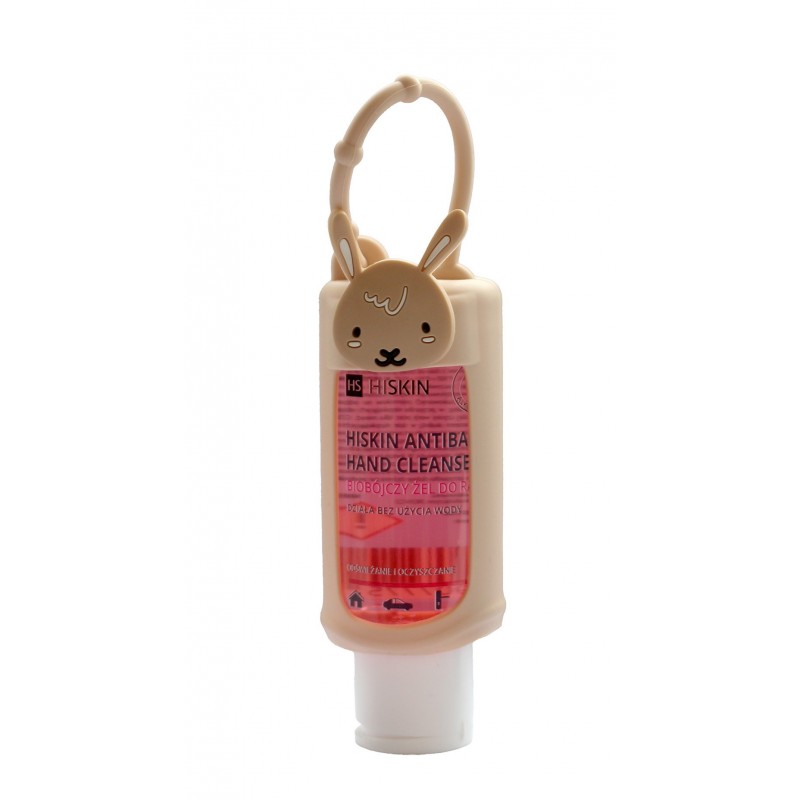 HISKIN Antibac Hand Cleanser+ Biobójczy Żel do rąk o zapachu malinowym - królik (butelka 75ml+etui)