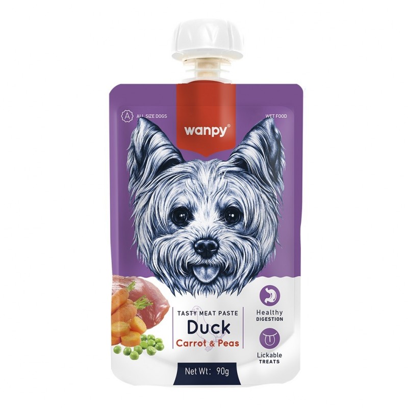 WANPY Dogs Kremowa Pasta dla psów - Duck,Carrot&Peas (kaczka z marchewką i groszkiem) 90 g