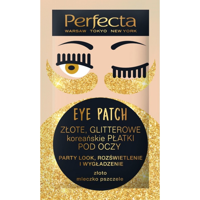 Perfecta Eye Patch Złote Glitterowe Koreańskie Płatki pod oczy  1op.-2szt
