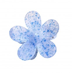 ECARLA Spinka do włosów klamra XL - niebieski kwiat plamki 7,5 x 7 cm SP274