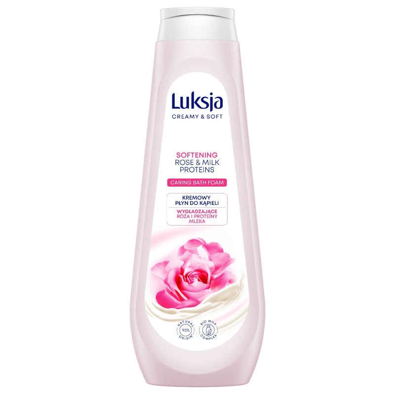 Luksja Creamy & Soft Kremowy Płyn do kąpieli - Wygładzające Róża i Proteiny Mleka 900ml