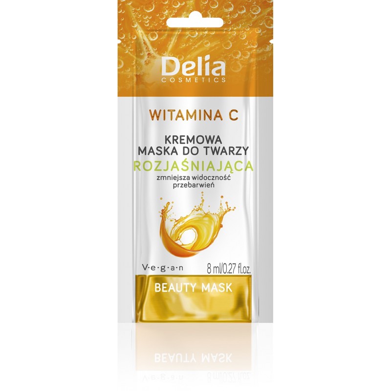 DELIA Beauty Kremowa maseczka do twarzy rozjaśniająca z witaminą C 8 ml