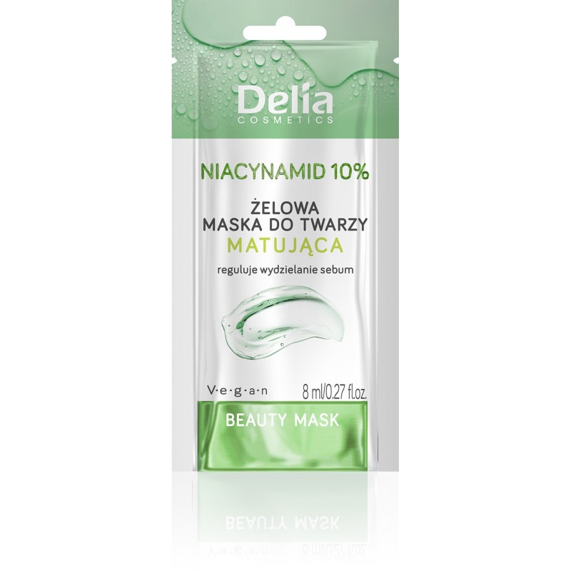 DELIA Beauty Żelowa maseczka do twarzy matująca z niacynamidem 10% 8 ml