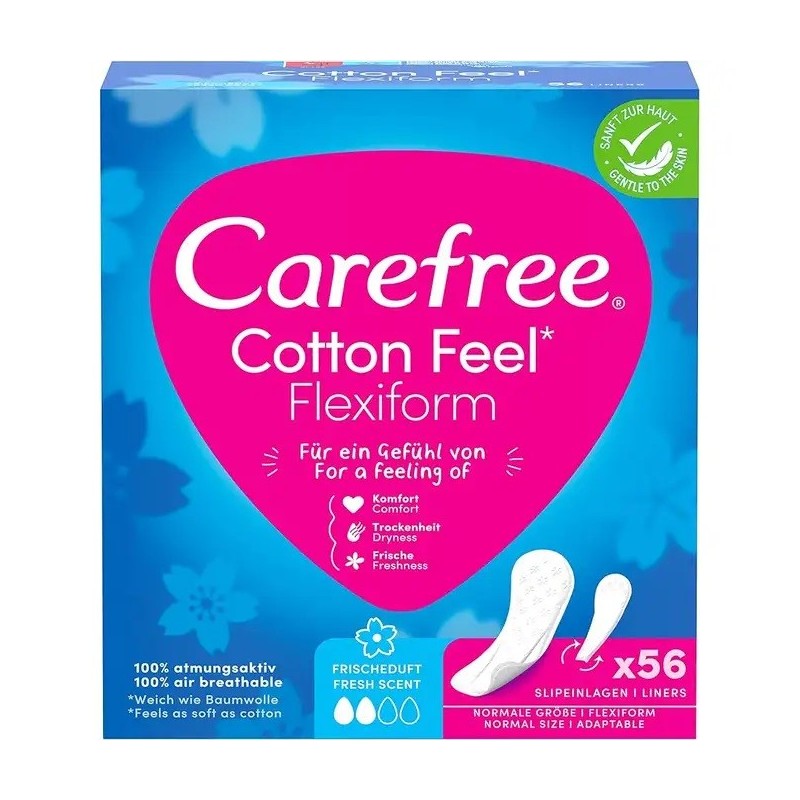 CAREFREE Cotton Feel Flexiform Wkładki higieniczne 1op.- 56 sztuk