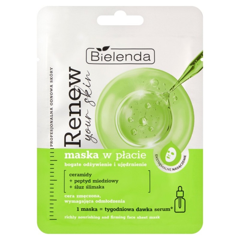 BIELENDA Renew Your Skin Maska w płacie - bogate odżywienie i ujędrnienie 17 g