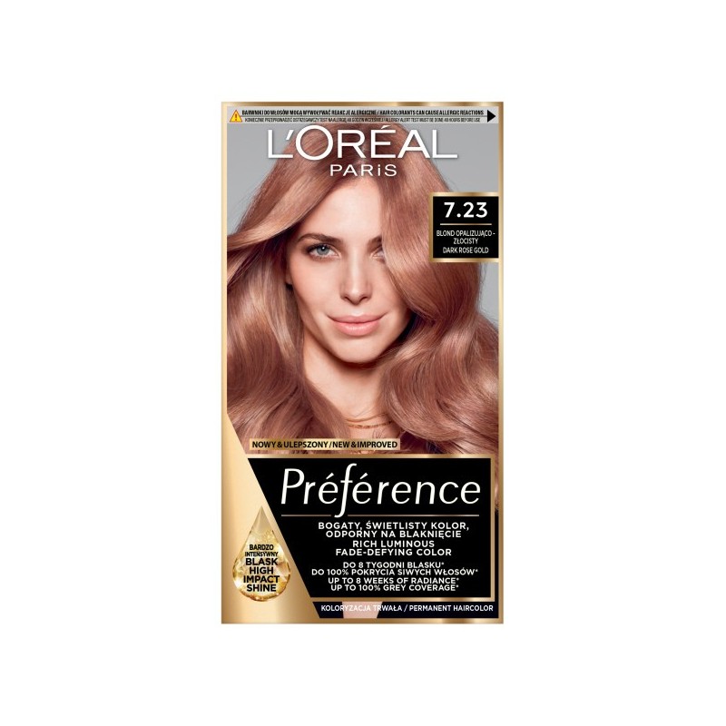 LOREAL Preference Farba do włosów 7.23 - Blond Opalizujący Złocisty 1 op.