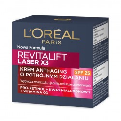 LOREAL Revitalift Laser x3 Krem anti-aging SPF25 na dzień o potrójnym działaniu   50 ml