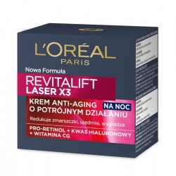 LOREAL Revitalift Laser x3 Krem anti-aging o potrójnym działaniu na noc 50 ml