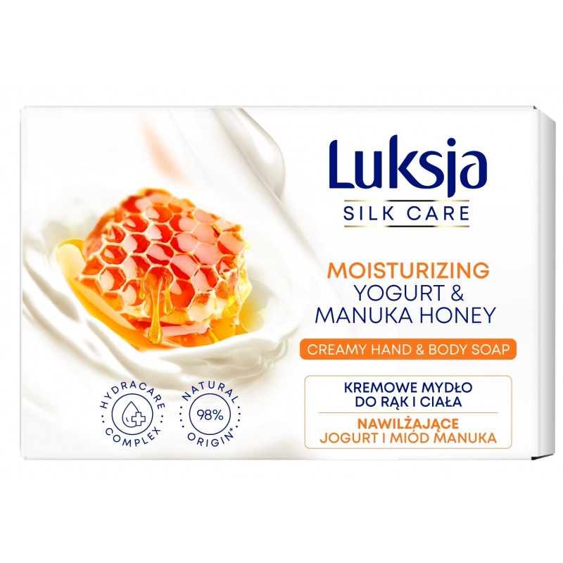 Luksja Silk Care Nawilżające Kremowe Mydło w kostce do rąk i ciała - Jogurt i Miód Manuka 100g