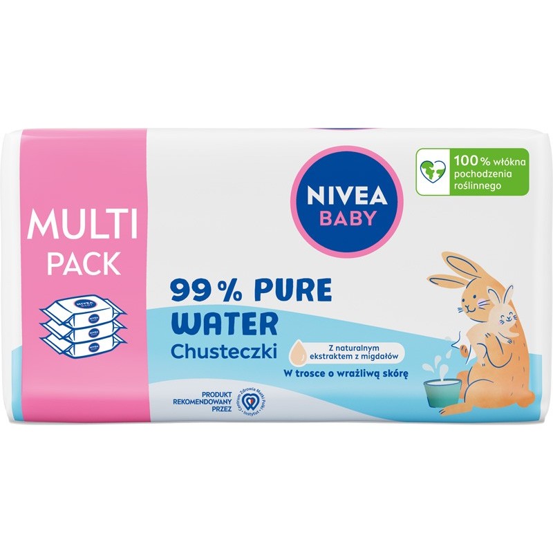 NIVEA Baby Chusteczki  biodegradowalne 99% Pure Water - opakowanie ekonomiczne 3 x 57 sztuk