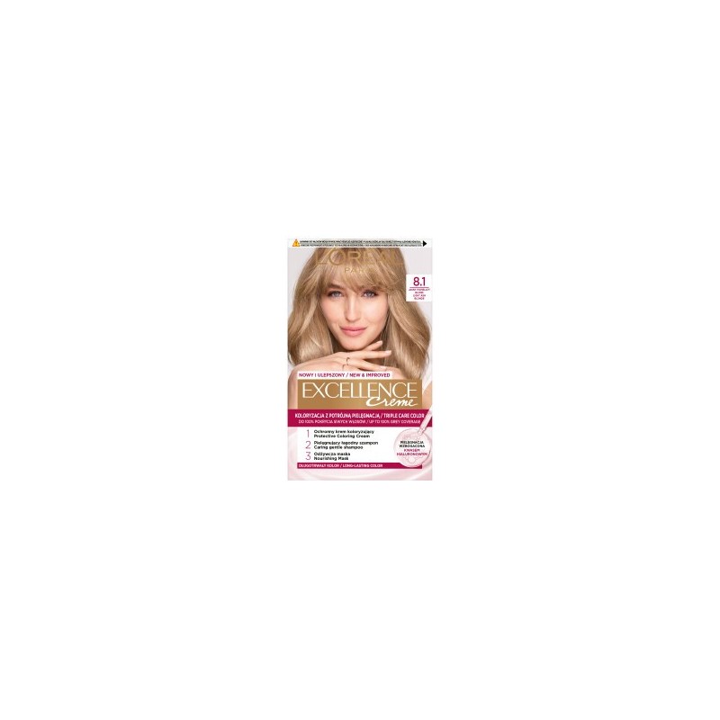 LOREAL Excellence Creme Farba do włosów 8.1 Jasny popielaty blond