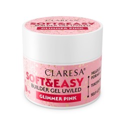 CLARESA N Żel budujący do paznokci Soft&Easy Builder Glimmer Pink 90g