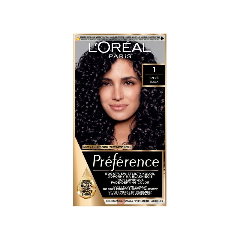 LOREAL Preference Farba do włosów 1 - Czerń  1op.