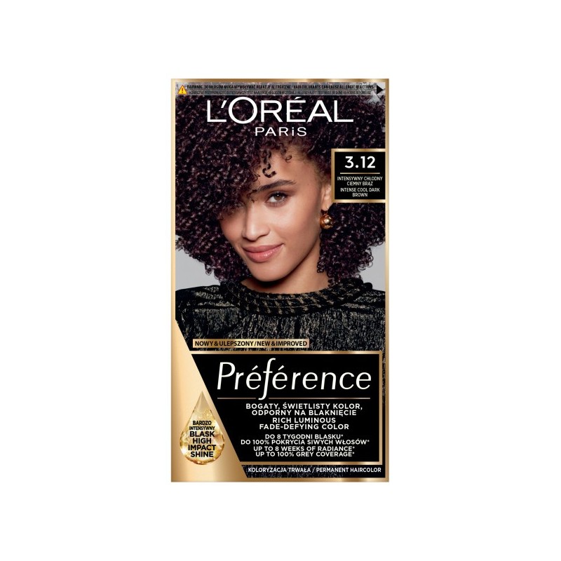 LOREAL Preference Farba do włosów 3.12 - Intensywny Chłodny Ciemny Brąz 1 op.