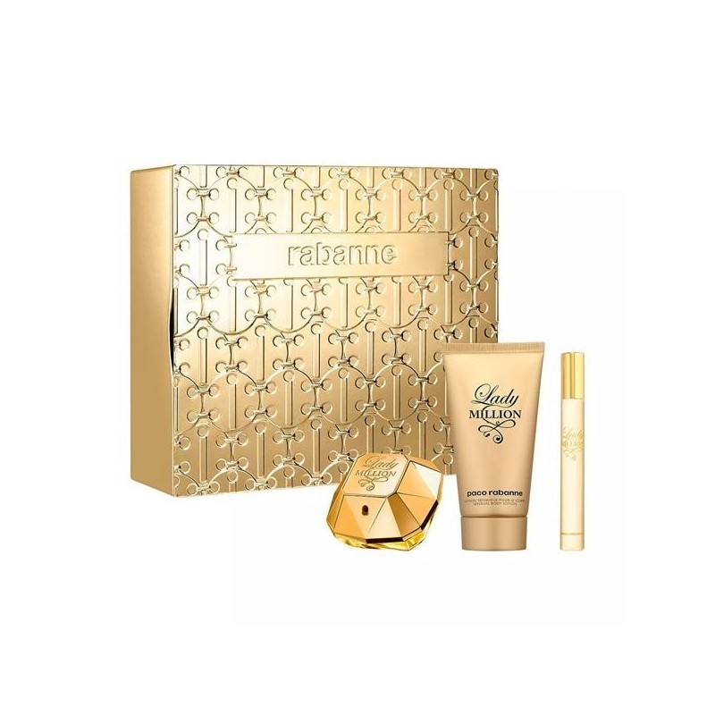 PACO RABANNE Zestaw prezentowy Lady Million (woda perfumowana 80ml + woda perfumowana 10ml + balsam do ciała 100ml)