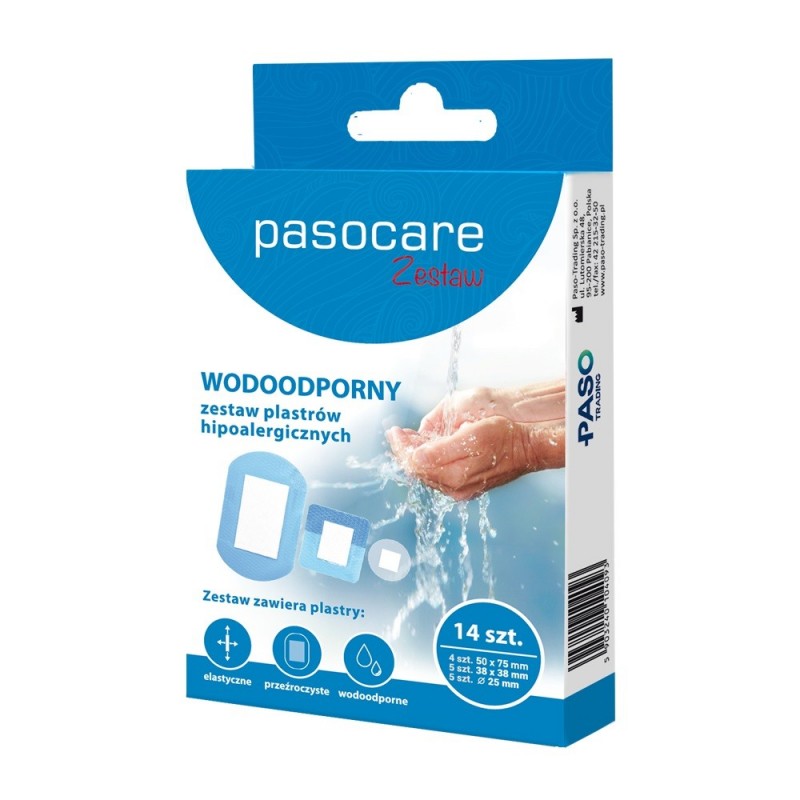 PASOCARE Plastry hipoalergiczne - zestaw wodoodporny 1op.-14szt