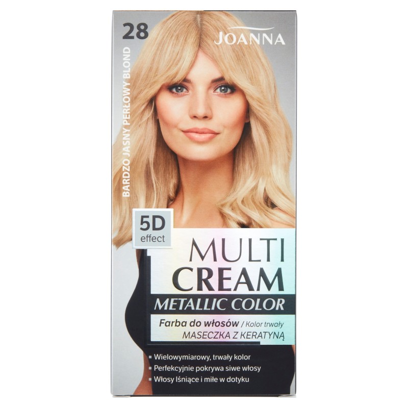 JOANNA Multi Cream Metallic Color Farba do włosów nr 28 Bardzo jasny perłowy blond.