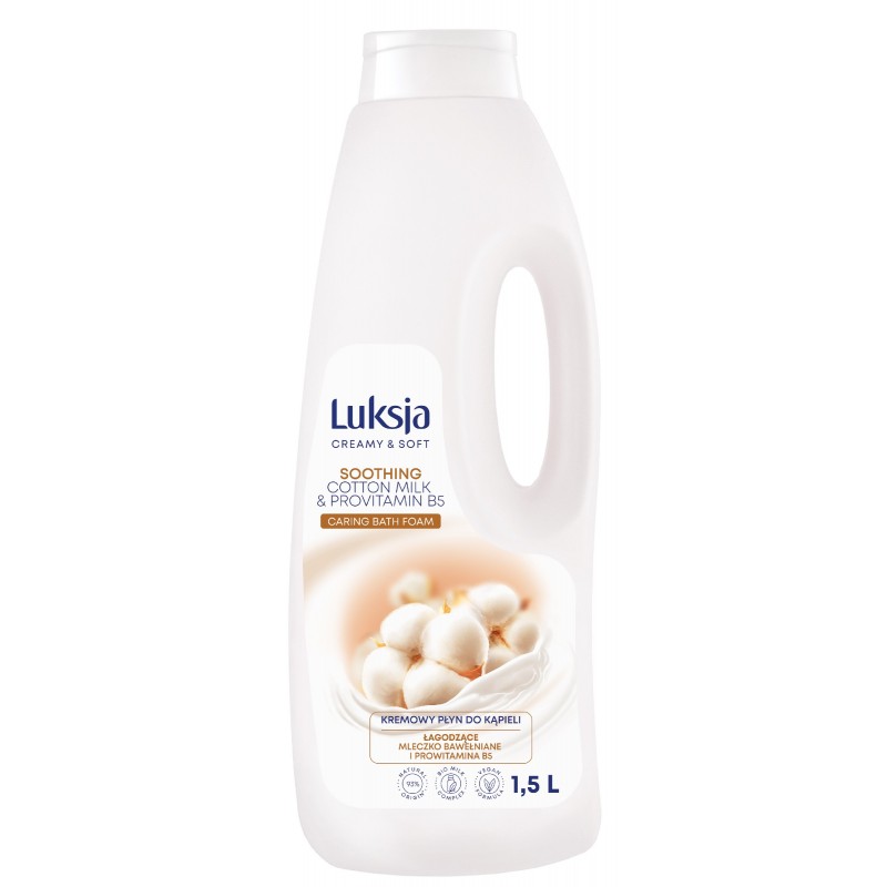 LUKSJA Creamy & Soft Kremowy Płyn do kąpieli Soothing - Cotton Milk & Provitamin B5 1500 ml