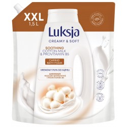 LUKSJA Creamy & Soft Kremowy Płyn do kąpieli Soothing - Cotton Milk & Provitamin B5 1500 ml - zapas