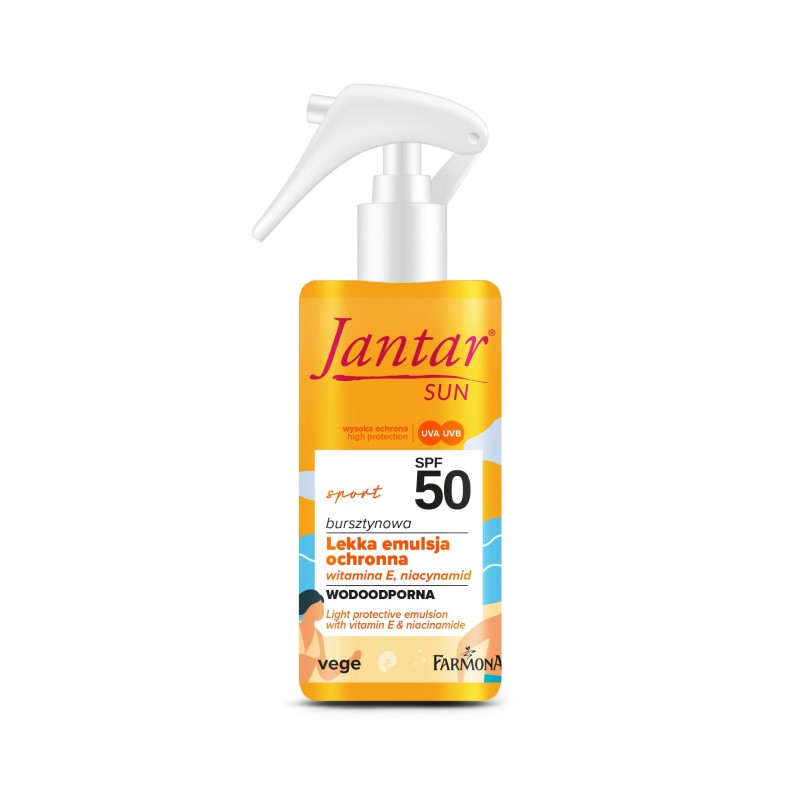 JANTAR Sun Bursztynowa lekka emulsja ochronna wodoodporna SPF 50 Sport 150 ml