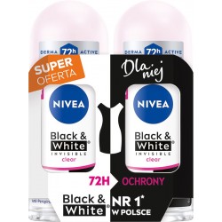 NIVEA Antyperspirant damski w kulce DUO Black & White Invisible Clear 2x50 ml