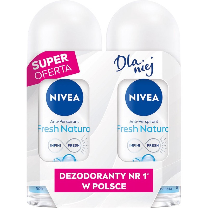 NIVEA Antyperspirant damski w kulce DUO Fresh Natural 2x50 ml