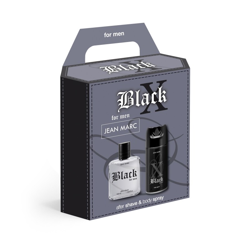 JEAN MARC X Black Zestaw prezentowy męski - dezodorant 150 ml + woda po goleniu 100 ml