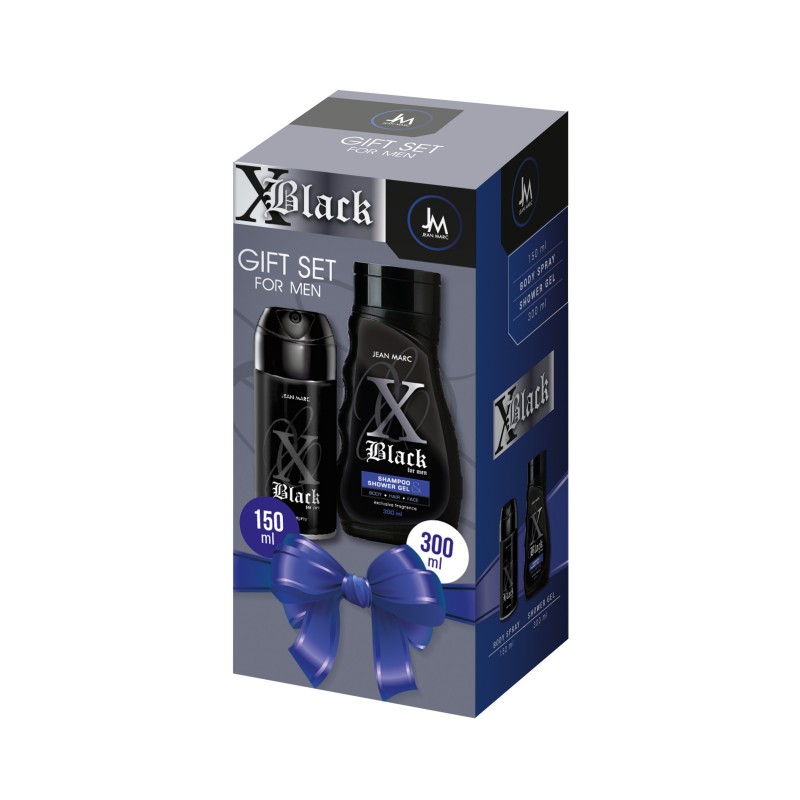 JEAN MARC X-Black Zestaw prezentowy męski - dezodorant 150 ml + żel pod prysznic 300 ml