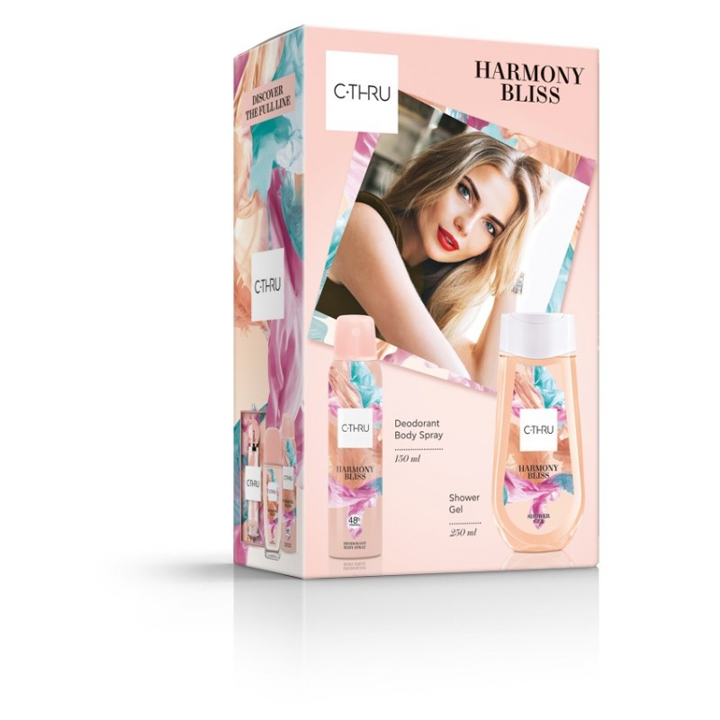 C-THRU Zestaw prezentowy Harmony Bliss (Dezodorant spray 150ml + Żel pod prysznic 250ml)