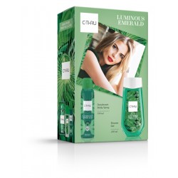 C-THRU Zestaw prezentowy Luminous Emerald (Dezodorant spray 150ml + Żel pod prysznic 250ml)