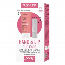 FLOSLEK Zestaw prezentowy Hand & Lip DUO Care Snail (krem do rąk 50ml+pomadka ochronna Prebiotic)