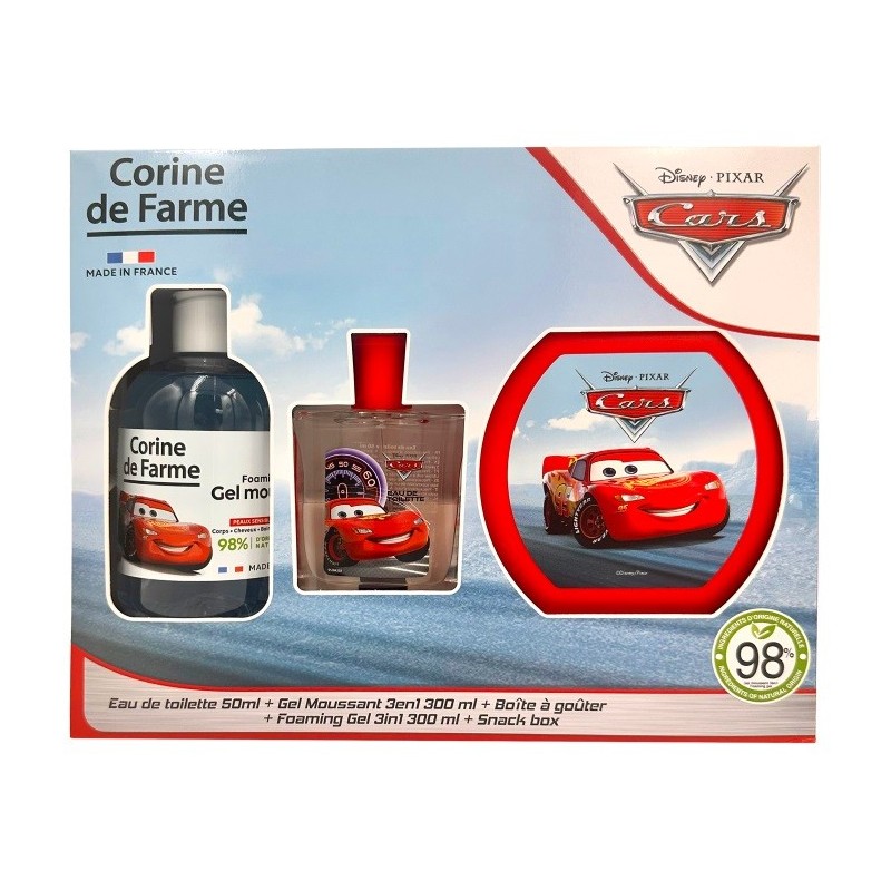 CORINE DE FARME Disney Zestaw prezentowy Cars (woda toaletowa 50ml + Żel pieniący 3w1 300ml + Pudełko na przekąski)