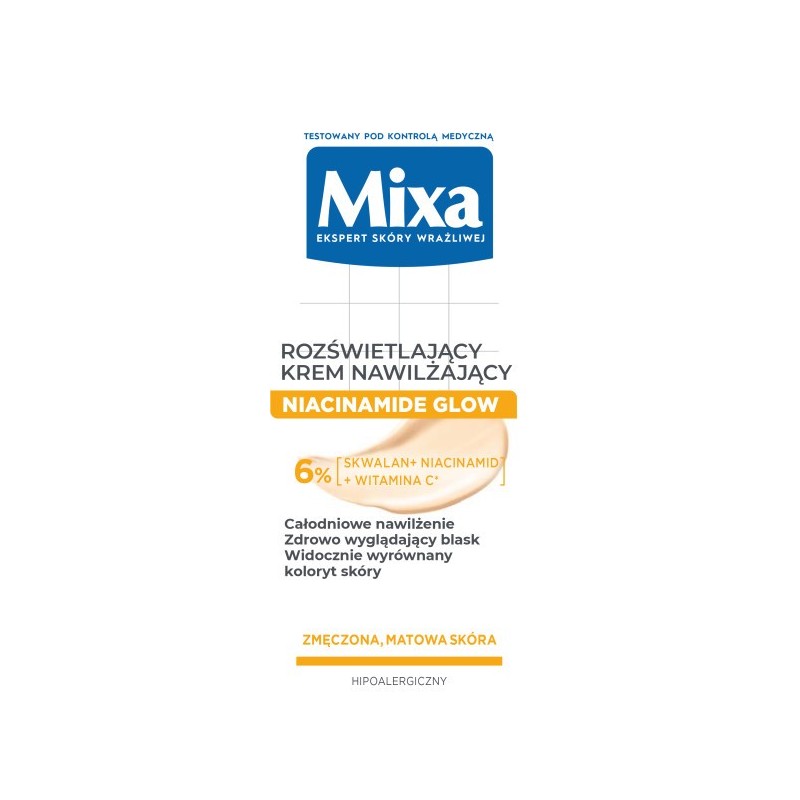 MIXA Niacinamide Glow Krem nawilżająco - rozświetlający do cery matowej i zmęczonej, 50 ml