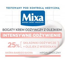 MIXA Bogaty Krem odżywczy z olejkiem 25% do cery suchej i wrażliwej, 50 ml