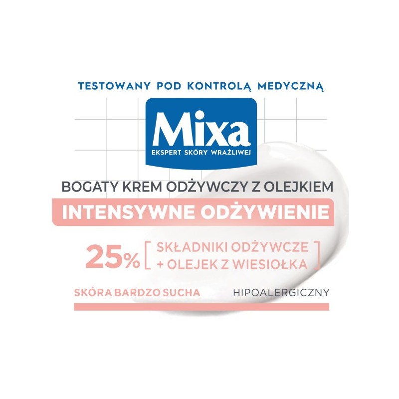 MIXA Bogaty Krem odżywczy z olejkiem 25% do cery suchej i wrażliwej, 50 ml