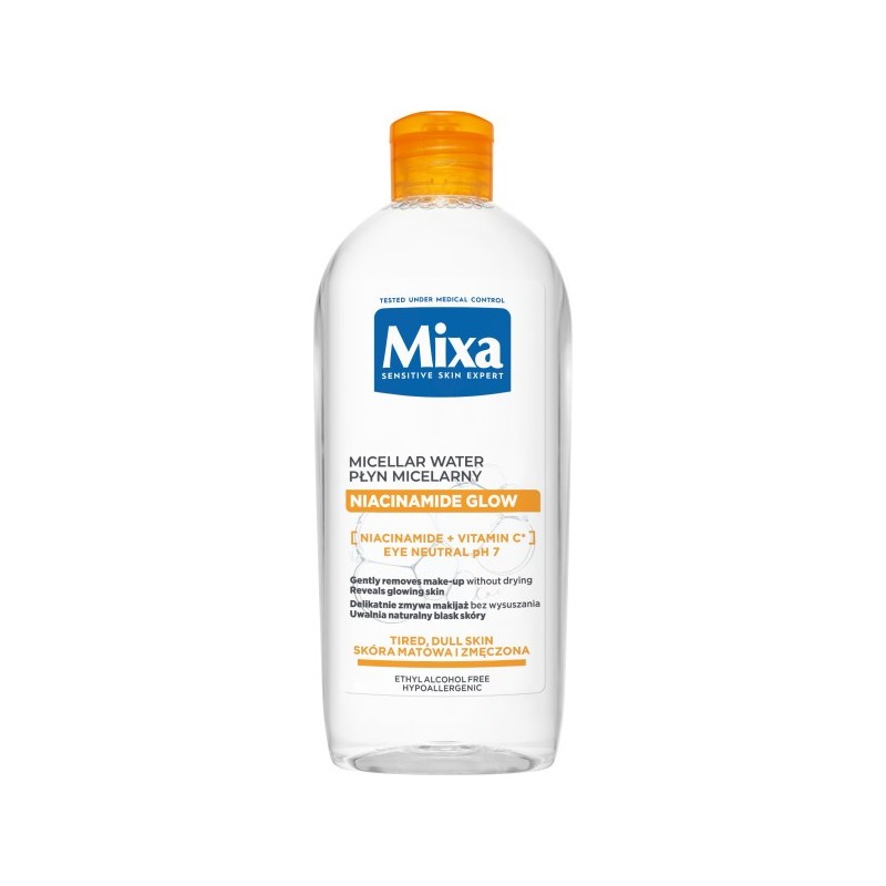 MIXA Niacinamide Glow Płyn micelarny do cery matowej i zmęczonej, 400 ml