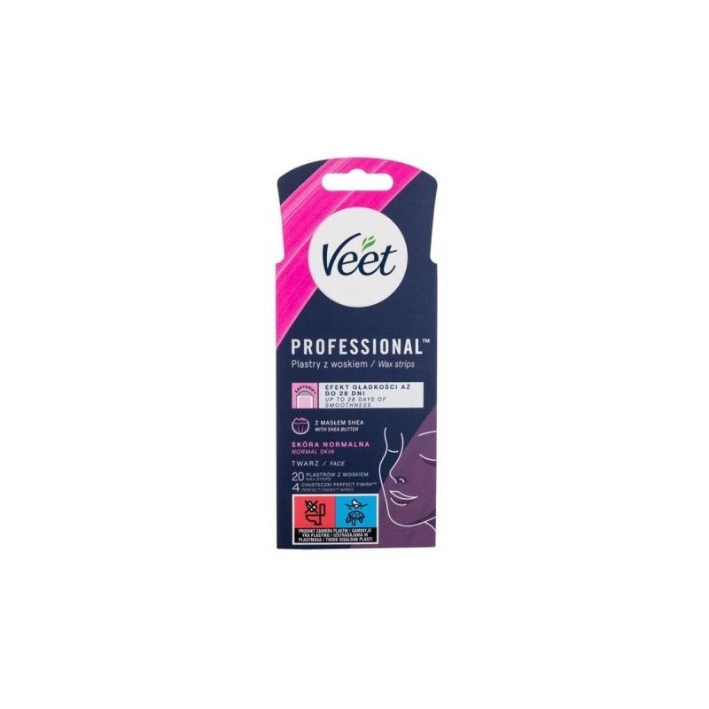 VEET Easy-Gelwax Precyzyjne plastry z woskiem do depilacji twarzy 20szt