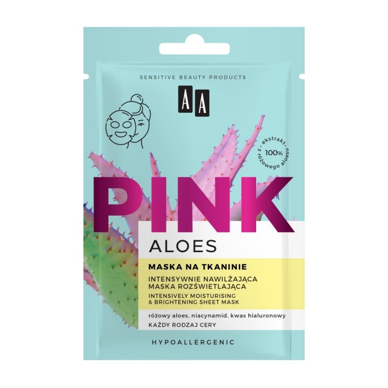 AA Aloes Pink Intensywnie Nawilżająca Maska rozświetlająca na tkaninie 18 ml