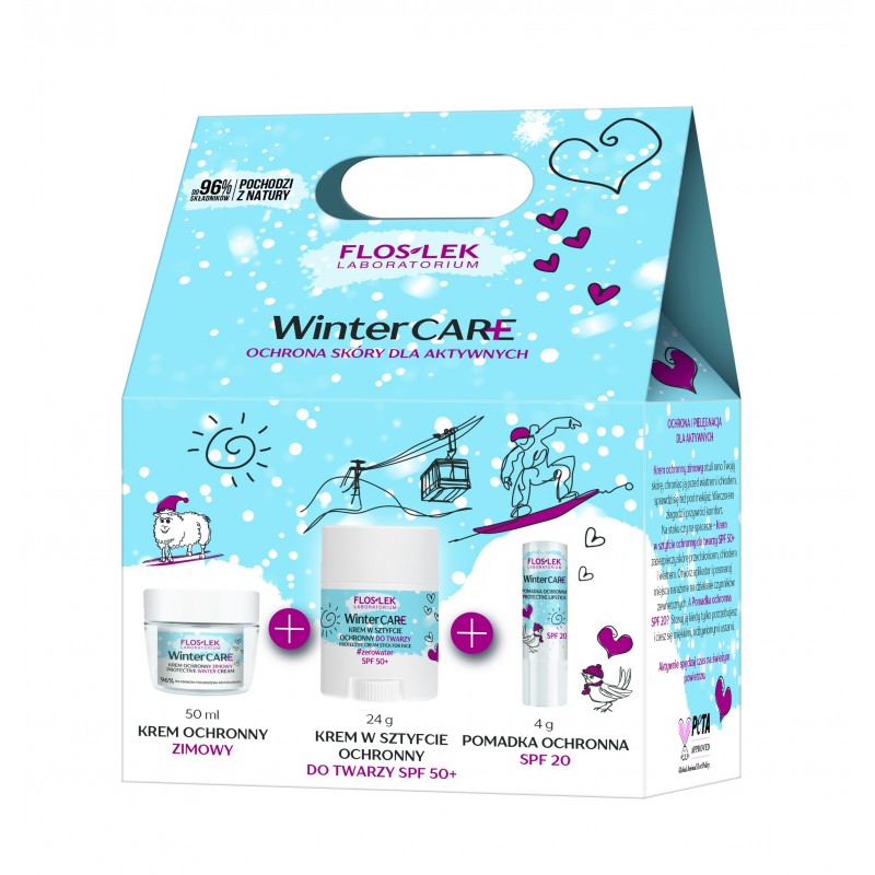 FLOSLEK Zestaw prezentowy Winter Care ( krem ochronny zimowy 50 ml + krem w sztyfcie ochronny 20 g  + pomadka ochronna spf 20 4 