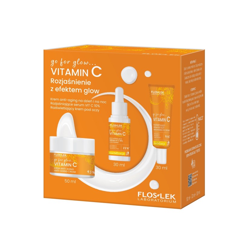 FLOSLEK Zestaw prezentowy Vitamin C (krem anti aging 50ml+krem pod oczy 30ml+serum 30ml)